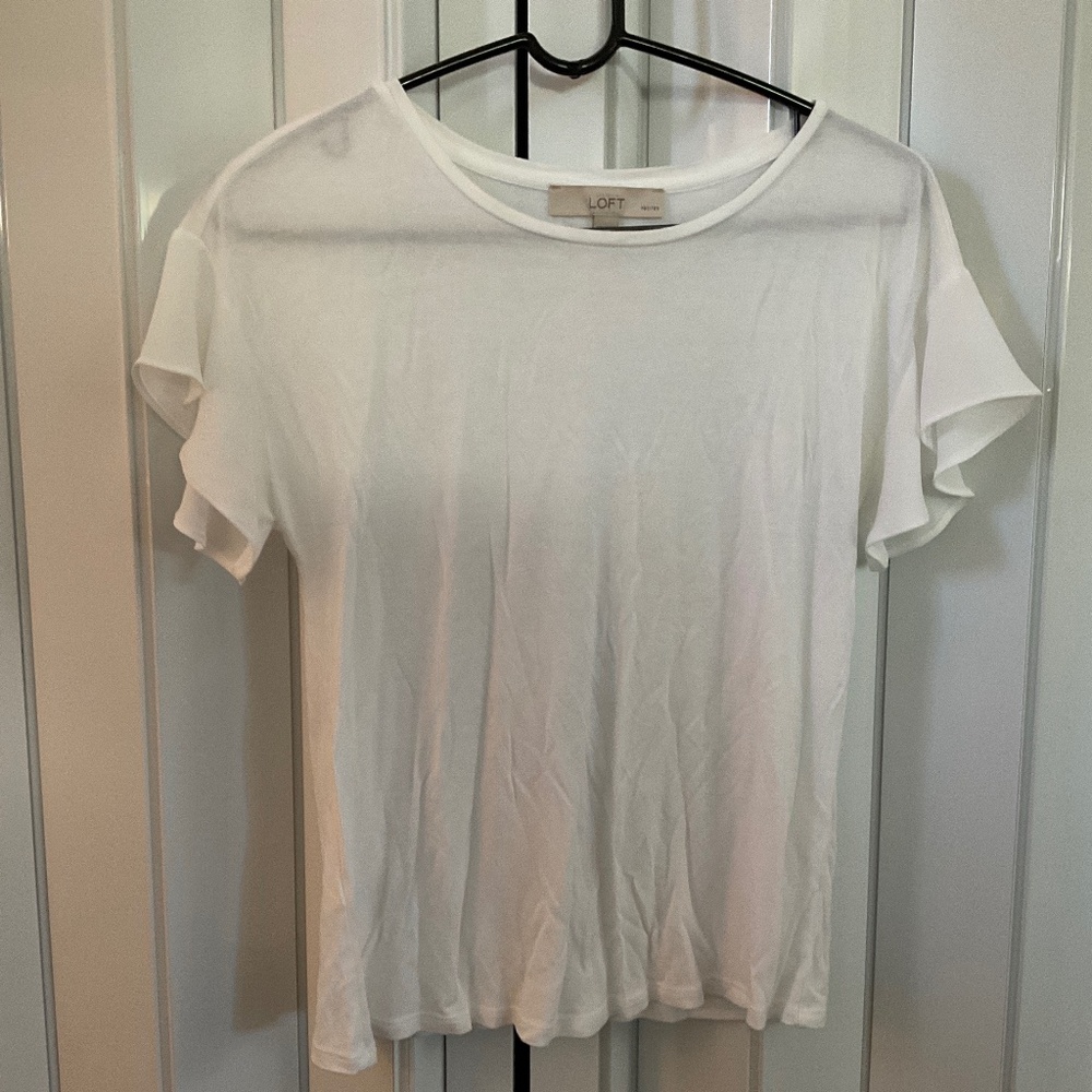 Flared Bell Short-sleeved White Blouse